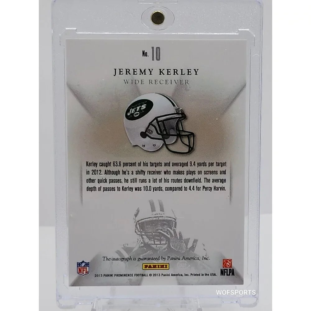 2013 Panini Prominence Jeremy Kerley Signature Card #10 210/999 New York Jets